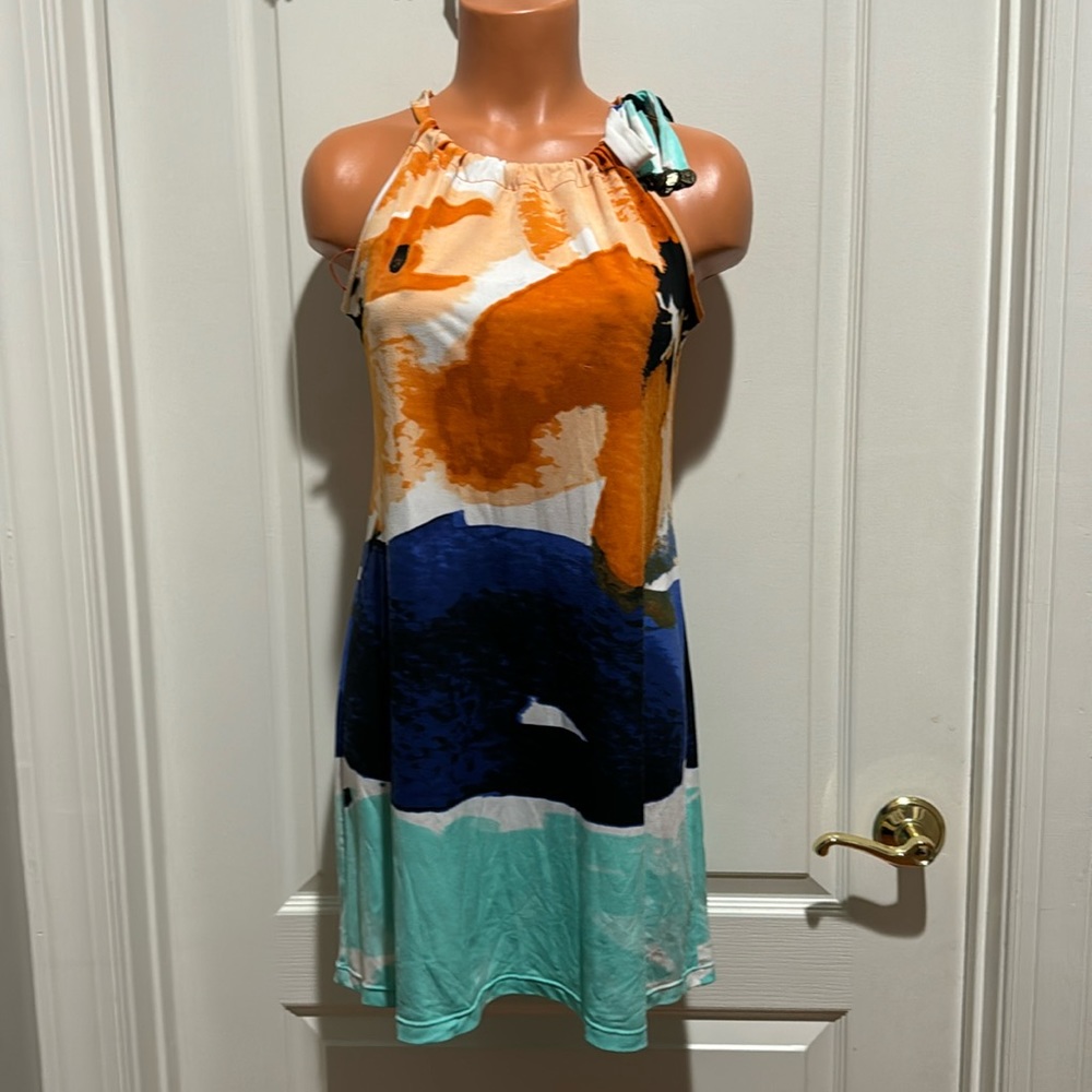 ALFANI Tank Sundress Southwest Print Blue Orange Turquoise PS SP EUC $70